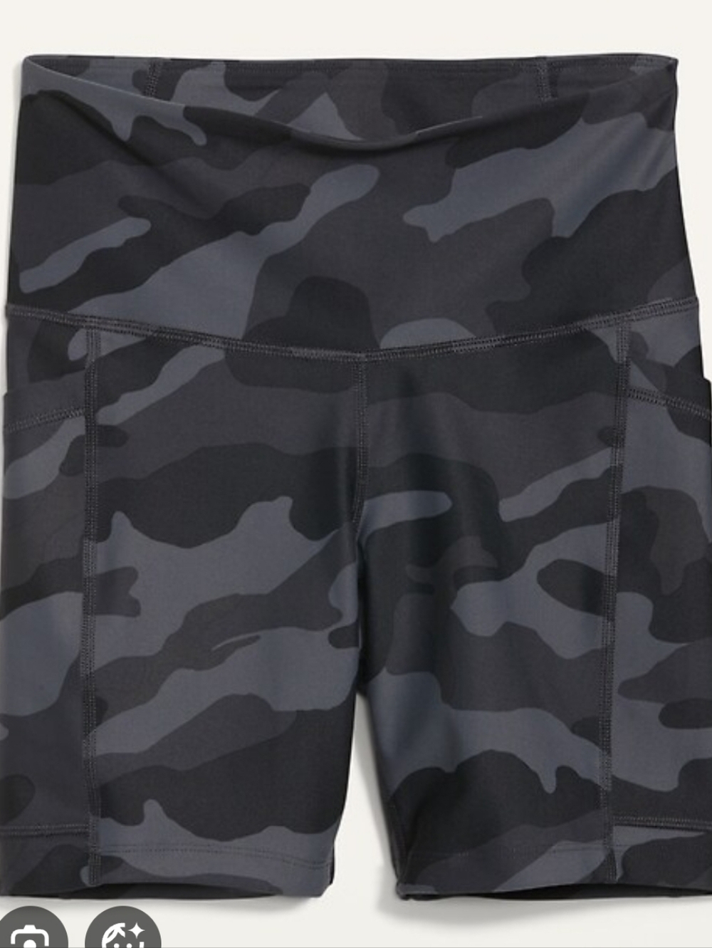 WOMEN'S GAPFIT GAP FIT BLACK CAMO CAMOFLAUGE HIGH WAIST BIKE SHORTS SZ S $40 - Picture 2 of 5